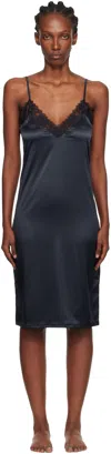 Yasmine Eslami Black Annabelle Satin Slip Midi Dress In Black