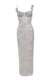 Yassmin Saleh Aura Sequin-embellished Tulle-blend Gown In Silver