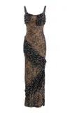 Yassmin Saleh Echo Sequin-embellished Tulle-blend Gown In Brown