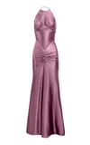Yassmin Saleh Embrace Ruched Mermaid Gown In Pink