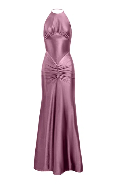 Yassmin Saleh Embrace Ruched Mermaid Gown In Pink