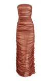 Yassmin Saleh Fade Ruched Gown In Brown