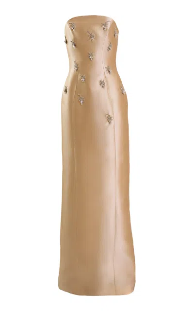 Yassmin Saleh Flicker Silk-blend Gown In Gold