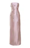 Yassmin Saleh Flicker Silk-blend Gown In Pink