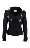 Yassmin Saleh Glimmer Cotton-blend Tailored Jacket In Black