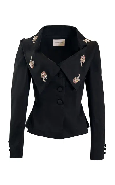 Yassmin Saleh Glimmer Cotton-blend Tailored Jacket In Black