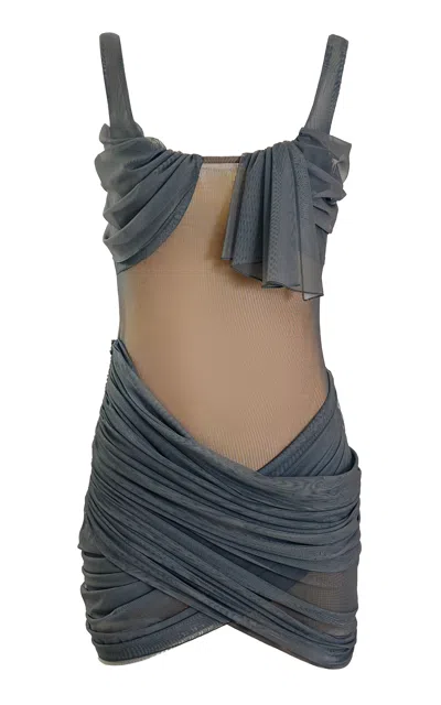 Yassmin Saleh Glimpse Tulle Mini Dress In Blue