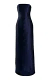 Yassmin Saleh Imprint Silk-blend Gown In Blue