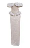 Yassmin Saleh Keepsake Tulle-blend Gown In Neutral