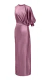 Yassmin Saleh Linger Draped Maxi Gown In Purple