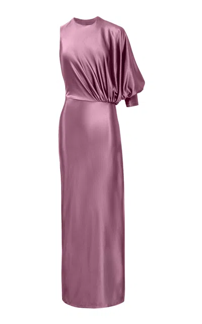 Yassmin Saleh Linger Draped Maxi Gown In Purple