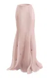 Yassmin Saleh Loom Silk-blend Maxi Skirt In Pink