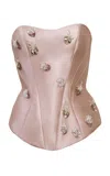 Yassmin Saleh Murmur Silk-blend Corset In Pink