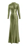 Yassmin Saleh Nocturne Ruched Gown In Green