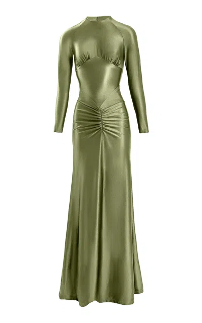 Yassmin Saleh Nocturne Ruched Gown In Green