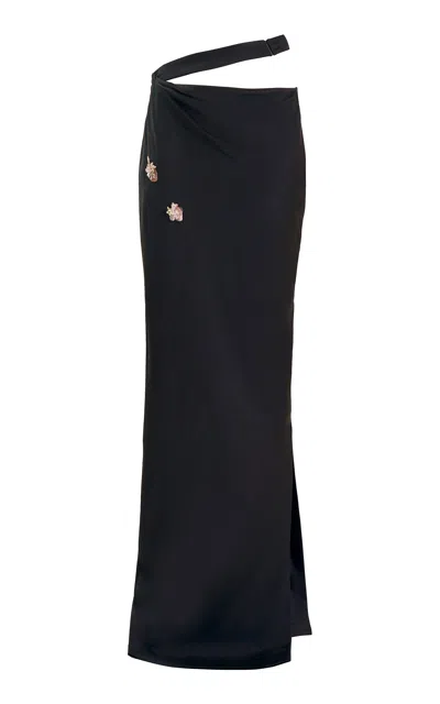Yassmin Saleh Pulse Cotton-blend Maxi Skirt In Black