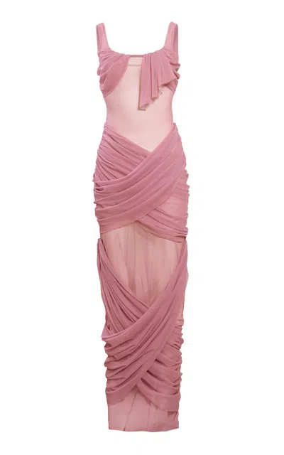 Yassmin Saleh Reflection Tulle-blend Gown In Pink