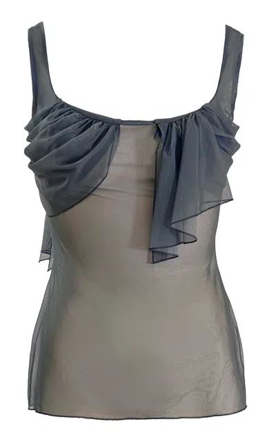 Yassmin Saleh Revolve Tulle-blend Tattoo Top In Multi