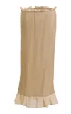 Yassmin Saleh Rippler Silk Midi Skirt In Neutral