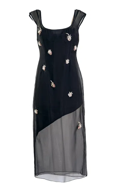 Yassmin Saleh Souvenir Silk-blend Dress In Black
