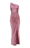 Yassmin Saleh Vestige Ruched Satin Gown In Pink