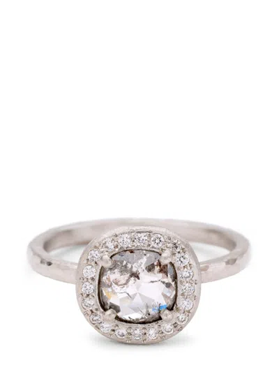 Yasuko Azuma Platinum Halo Diamond Ring In Silver