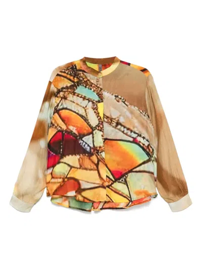 Yavi Abstract-print Shirt In Brown