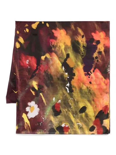 Yavi Abstract-print Silk Scarf In Green