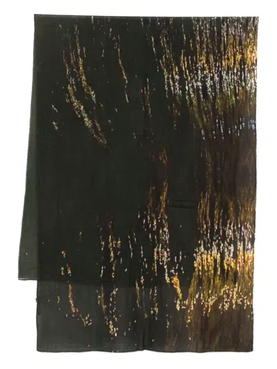 Yavi Abstract-print Wool Scarf In Brown