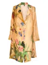 Yavi Floral Print Button Jacket In Orange