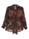 Yavi Floral-print Tie Shirt In Brown