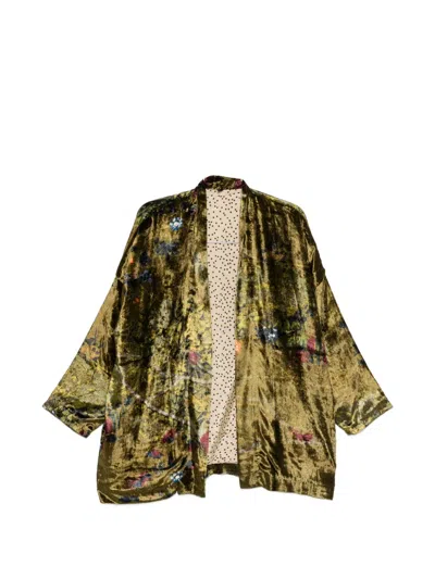 Yavi Floral Velvet Jacket In Yellow