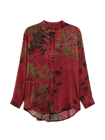 Yavi Floral-print Silk-blend Shirt In Red
