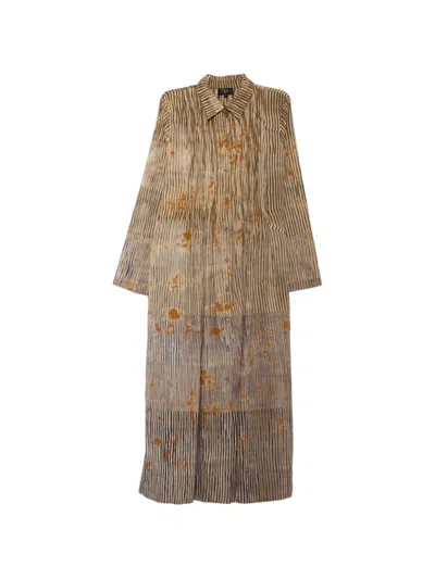 Yavi Striped Abstract-print Dress In Neutral