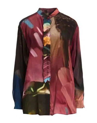 Yavi Woman Shirt Garnet Size M Cupro, Viscose In Multi