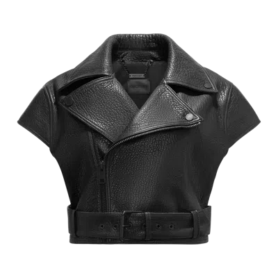 Yavorska Cropped Biker Vest With Belt In Black