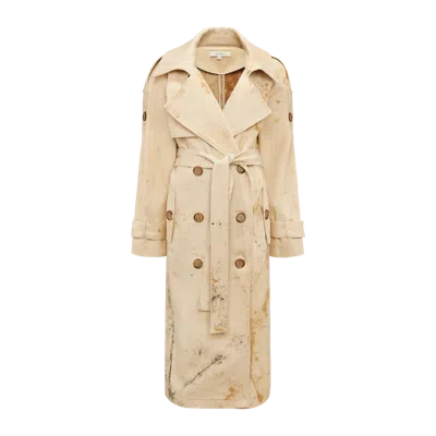 Yavorska Denim Coat With Irregular Discoloration In Beige