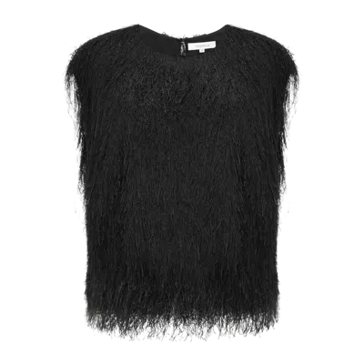 Yavorska High-cut Top With Fringes In Black