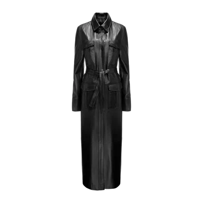 Yavorska Leather Longline Dress With Pockets In Black