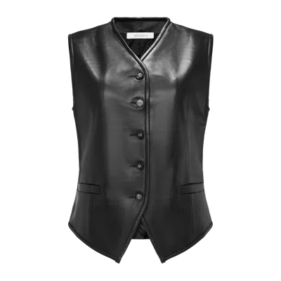 Yavorska Leather Waistcoat In Black