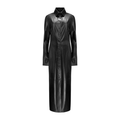 Yavorska Long Fitted Leather Dress In Black