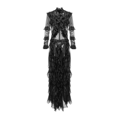 Yavorska Long Sheer Dress Black