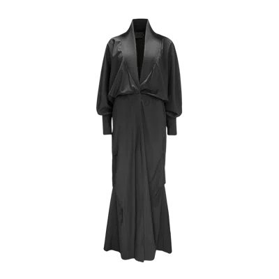 Yavorska Long Wool Kimono In Black