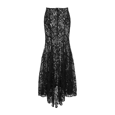 Yavorska Maxi Flared Openwork Skirt In Black