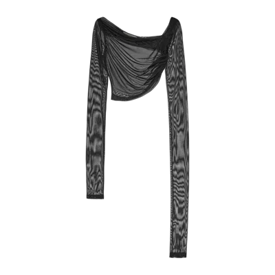 Yavorska Transparent Blouse With Long Sleeve And Open Shoulder In Black