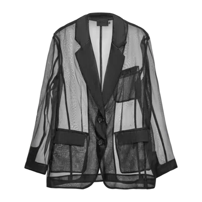 Yavorska Transparent Organza Blazer In Black