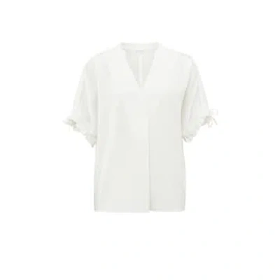 Yaya Airy Top With V Neck And Drawstring Details | Off White