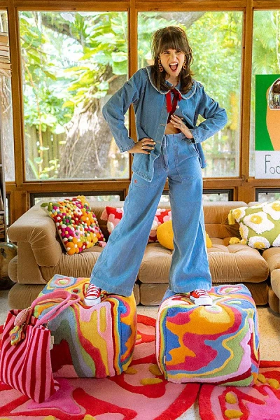 Yaya & Co. Abstract Organic Cotton Pouf In Bellows At Urban Outfitters In Multi