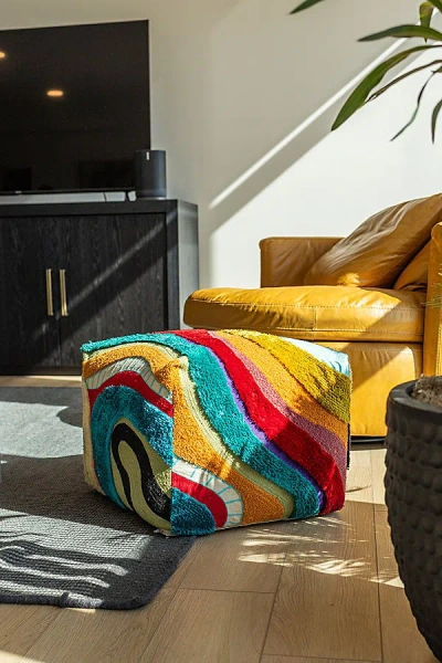 Yaya & Co. Abstract Organic Cotton Pouf In Echo At Urban Outfitters In Multi