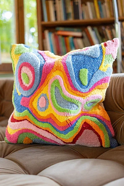 Yaya & Co. Bellows Organic Cotton Abstract Pillow At Urban Outfitters In Multi